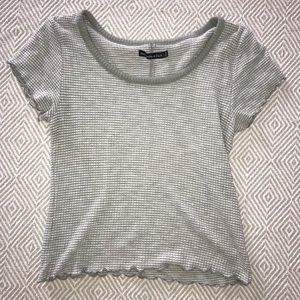 Green and white ripple sleeve tee shirt